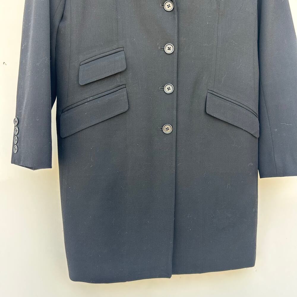 Vintage Ralph Lauren Wool Long Blazer Coat Black Jacket 8 Petite Velvet - Picture 7 of 9